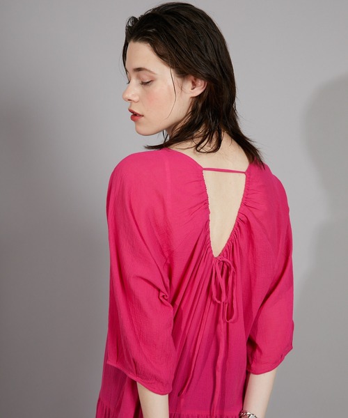 CIAOPANIC(チャオパニック)の「バックオープンティアードワンピース(ワンピース・レディース・サックスブルー/ピンク/ホワイト・FREE)」の15枚目の写真