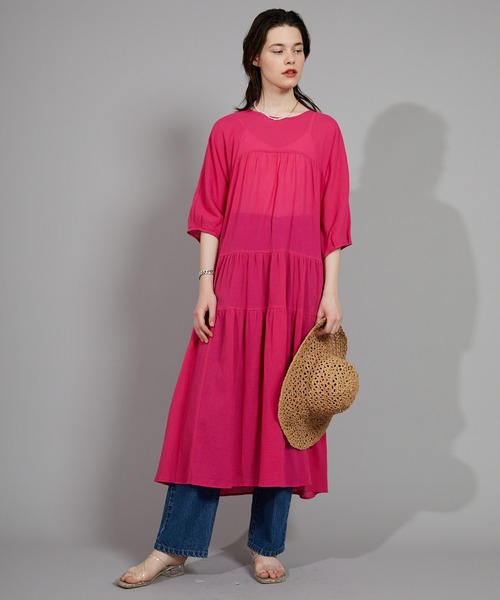 CIAOPANIC(チャオパニック)の「バックオープンティアードワンピース(ワンピース・レディース・サックスブルー/ピンク/ホワイト・FREE)」の12枚目の写真