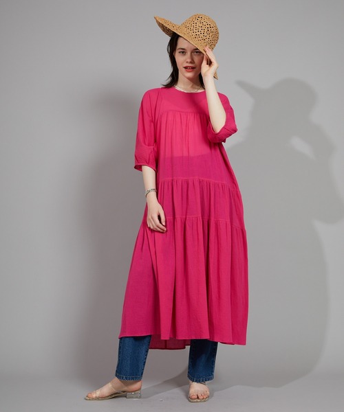 CIAOPANIC(チャオパニック)の「バックオープンティアードワンピース(ワンピース・レディース・サックスブルー/ピンク/ホワイト・FREE)」の14枚目の写真