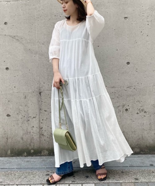 CIAOPANIC(チャオパニック)の「バックオープンティアードワンピース(ワンピース・レディース・サックスブルー/ピンク/ホワイト・FREE)」の21枚目の写真