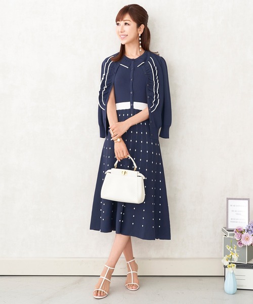 セール ニット ワンピース フリル襟 Space Prima Scherrer プリマシェレル のワンピース ニット Scherrer ワンピース ワンピース Scherrer プリマシェレル のファッション 配色ドット Prima 人気ブランド最大80 オフ