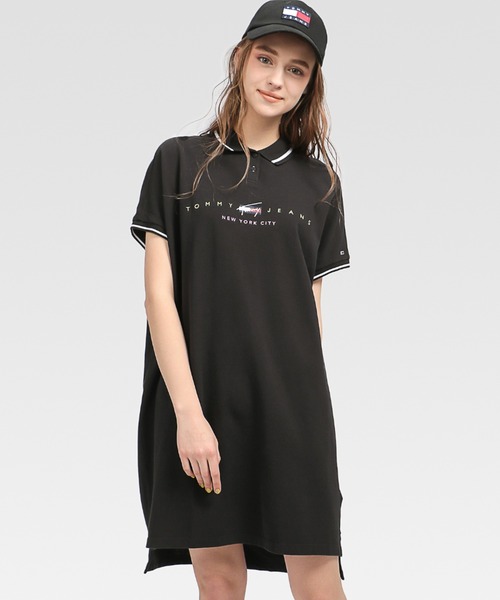 フィットティッピングポロワンピース　トミージーンズ tommy jeans（トミー ジーンズ）の「フィットティッピングポロ