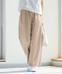 【洗える】コットン 麻フィブリルツイル ワイドパンツ