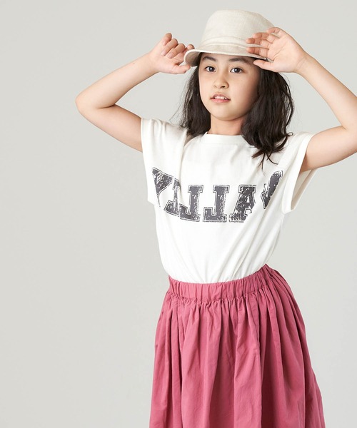 &yam(アンドヤム)の「USAコットン カレッジロゴプリント フレンチスリーブTシャツ【親子お揃い/リンクコーデ】(Tシャツ/カットソー・キッズ・ホワイト/ピンク/ブラック/ベージュ・150-160cm/110-120cm/140-150cm/120-130cm/130-140cm)」の7枚目の写真