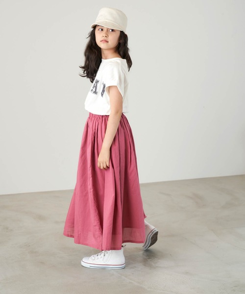 &yam(アンドヤム)の「USAコットン カレッジロゴプリント フレンチスリーブTシャツ【親子お揃い/リンクコーデ】(Tシャツ/カットソー・キッズ・ホワイト/ピンク/ブラック/ベージュ・150-160cm/110-120cm/140-150cm/120-130cm/130-140cm)」の5枚目の写真