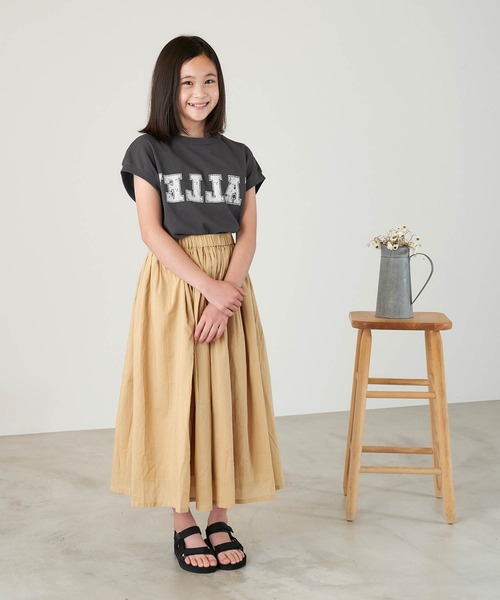 &yam(アンドヤム)の「USAコットン カレッジロゴプリント フレンチスリーブTシャツ【親子お揃い/リンクコーデ】(Tシャツ/カットソー・キッズ・ホワイト/ピンク/ブラック/ベージュ・150-160cm/110-120cm/140-150cm/120-130cm/130-140cm)」の12枚目の写真