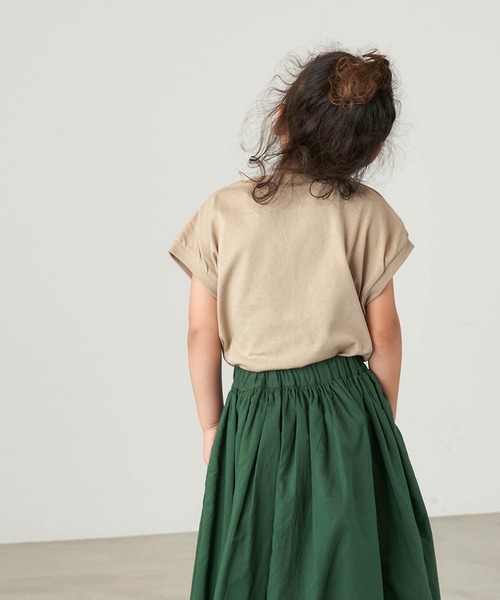 &yam(アンドヤム)の「USAコットン カレッジロゴプリント フレンチスリーブTシャツ【親子お揃い/リンクコーデ】(Tシャツ/カットソー・キッズ・ホワイト/ピンク/ブラック/ベージュ・150-160cm/110-120cm/140-150cm/120-130cm/130-140cm)」の16枚目の写真