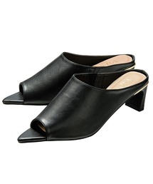 GeeRA | さっと履けてキレイ見えのプレートヒールミュール（つま先開きタイプ）(サンダル)