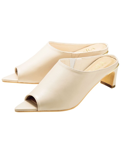 GeeRA（ジーラ）の「さっと履けてキレイ見えのプレートヒールミュール（つま先開きタイプ）（サンダル・レディース・ブラック/グリーン/サンドグレー/アイボリー/パイソン・MEDIUM/X-LARGE/LARGE/SMALL）」の7枚目の写真