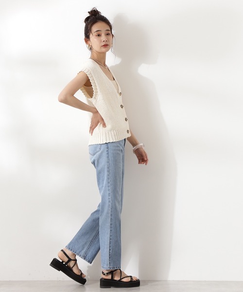 N.（N. Natural Beauty Basic）（エヌエヌナチュラルビューティーベーシック）の「◆ボタン付ニットベスト（ベスト・レディース・ブラック/クリーム/ホワイト系その他・MEDIUM）」の5枚目の写真