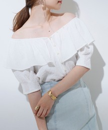 one after another NICE CLAUP | ２way半袖ラッフルブラウス(シャツ/ブラウス)