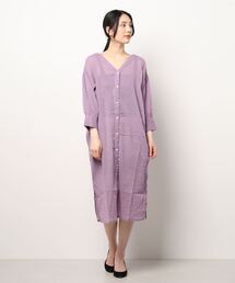 earth music&ecology | コットン楊柳レースアップワンピース ＊(ワンピース)