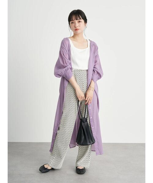 earth music&ecology（アースミュージックアンドエコロジー）の「コットン楊柳レースアップワンピース ＊（ワンピース・レディース・ブラック/オフホワイト/グリーン/テラコッタ/イエロー/ラベンダー・FREE）」の8枚目の写真