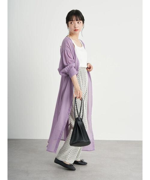 earth music&ecology（アースミュージックアンドエコロジー）の「コットン楊柳レースアップワンピース ＊（ワンピース・レディース・ブラック/オフホワイト/グリーン/テラコッタ/イエロー/ラベンダー・FREE）」の9枚目の写真