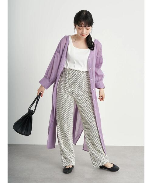 earth music&ecology（アースミュージックアンドエコロジー）の「コットン楊柳レースアップワンピース ＊（ワンピース・レディース・ブラック/オフホワイト/グリーン/テラコッタ/イエロー/ラベンダー・FREE）」の10枚目の写真