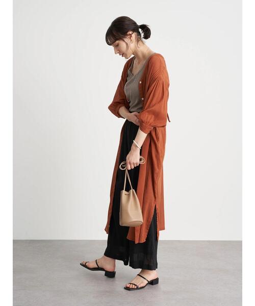 earth music&ecology（アースミュージックアンドエコロジー）の「コットン楊柳レースアップワンピース ＊（ワンピース・レディース・ブラック/オフホワイト/グリーン/テラコッタ/イエロー/ラベンダー・FREE）」の12枚目の写真