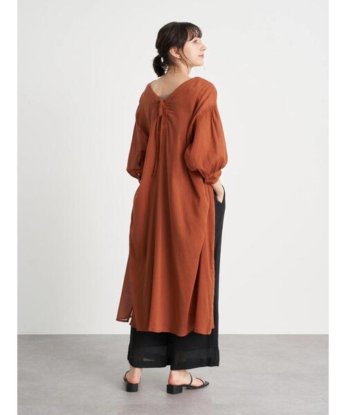 earth music&ecology（アースミュージックアンドエコロジー）の「コットン楊柳レースアップワンピース ＊（ワンピース・レディース・ブラック/オフホワイト/グリーン/テラコッタ/イエロー/ラベンダー・FREE）」の13枚目の写真