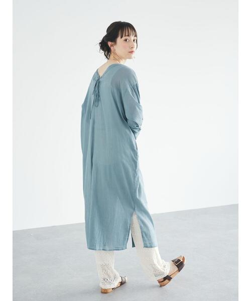 earth music&ecology（アースミュージックアンドエコロジー）の「コットン楊柳レースアップワンピース ＊（ワンピース・レディース・ブラック/オフホワイト/グリーン/テラコッタ/イエロー/ラベンダー・FREE）」の15枚目の写真