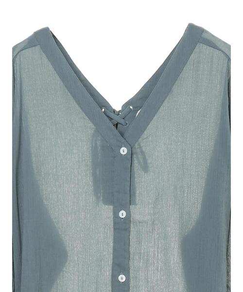 earth music&ecology（アースミュージックアンドエコロジー）の「コットン楊柳レースアップワンピース ＊（ワンピース・レディース・ブラック/オフホワイト/グリーン/テラコッタ/イエロー/ラベンダー・FREE）」の17枚目の写真