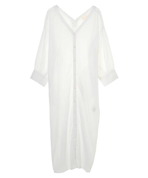 earth music&ecology（アースミュージックアンドエコロジー）の「コットン楊柳レースアップワンピース ＊（ワンピース・レディース・ブラック/オフホワイト/グリーン/テラコッタ/イエロー/ラベンダー・FREE）」の20枚目の写真