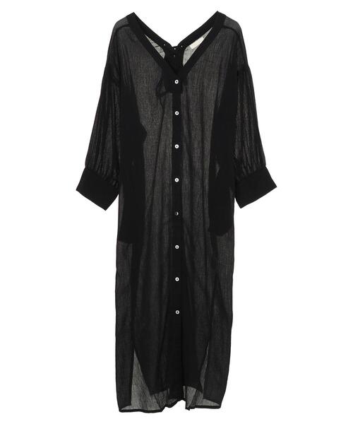 earth music&ecology（アースミュージックアンドエコロジー）の「コットン楊柳レースアップワンピース ＊（ワンピース・レディース・ブラック/オフホワイト/グリーン/テラコッタ/イエロー/ラベンダー・FREE）」の21枚目の写真