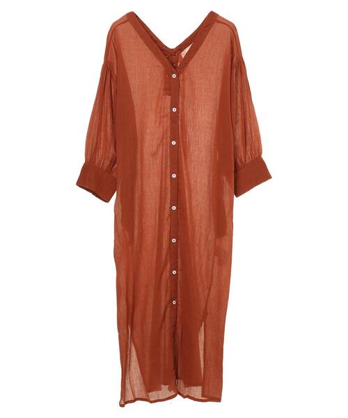 earth music&ecology（アースミュージックアンドエコロジー）の「コットン楊柳レースアップワンピース ＊（ワンピース・レディース・ブラック/オフホワイト/グリーン/テラコッタ/イエロー/ラベンダー・FREE）」の22枚目の写真