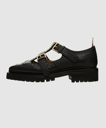 THOM BROWNE | 2-STRAP THOM JOHN W/ BRASS BUCKLES ON COMMANDO SOLE IN PEBBLE GRAIN LEATHER(ドレスシューズ)