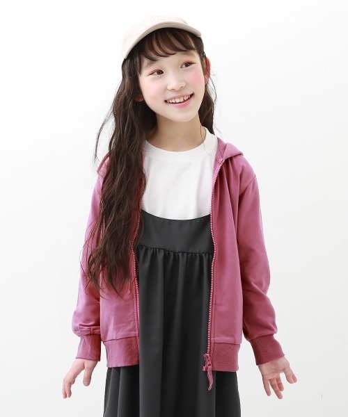 devirock(デビロック)の「無地スウェットジップパーカー(パーカー・キッズ・スモークピンク/カーキ/ネイビー/ヘザーチャコール/ブラック/ライトパープル/パープル系その他/ベージュ/ブルー系その他/グリーン系その他/杢グレー/モカ/グリーン系その他2/ラベンダー/オートミール・80cm/90cm/100cm/110cm/120cm/130cm/140cm/150cm/160cm)」の1枚目の写真