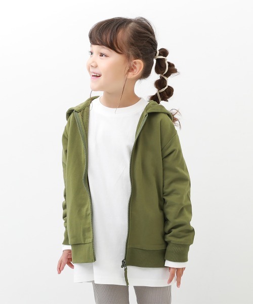 devirock(デビロック)の「無地スウェットジップパーカー(パーカー・キッズ・スモークピンク/カーキ/ネイビー/ヘザーチャコール/ブラック/ライトパープル/パープル系その他/ベージュ/ブルー系その他/グリーン系その他/杢グレー/モカ/グリーン系その他2/ラベンダー/オートミール・80cm/90cm/100cm/110cm/120cm/130cm/140cm/150cm/160cm)」の8枚目の写真