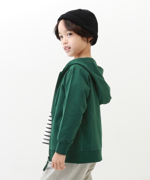 devirock(デビロック)の「無地スウェットジップパーカー(パーカー・キッズ・スモークピンク/カーキ/ネイビー/ヘザーチャコール/ブラック/ライトパープル/パープル系その他/ベージュ/ブルー系その他/グリーン系その他/杢グレー/モカ/グリーン系その他2/ラベンダー/オートミール・80cm/90cm/100cm/110cm/120cm/130cm/140cm/150cm/160cm)」の10枚目の写真
