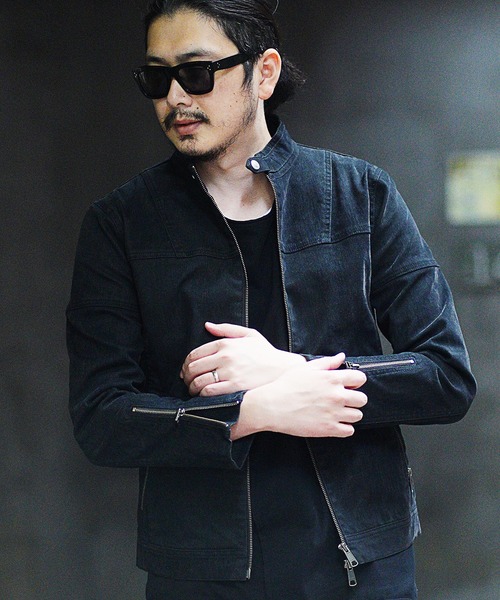 RATTLE TRAP（ラトルトラップ）の「フロッキーデニムシングルライダース（ライダースジャケット・メンズ・ブラック/ブラウン・LL/S/M/L）」の2枚目の写真