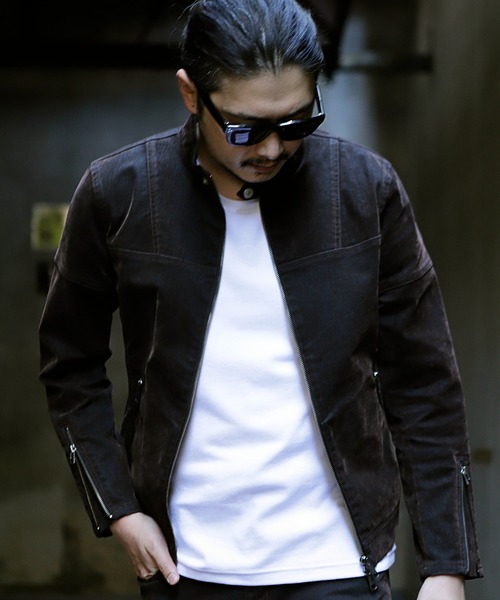 RATTLE TRAP（ラトルトラップ）の「フロッキーデニムシングルライダース（ライダースジャケット・メンズ・ブラック/ブラウン・LL/S/M/L）」の9枚目の写真