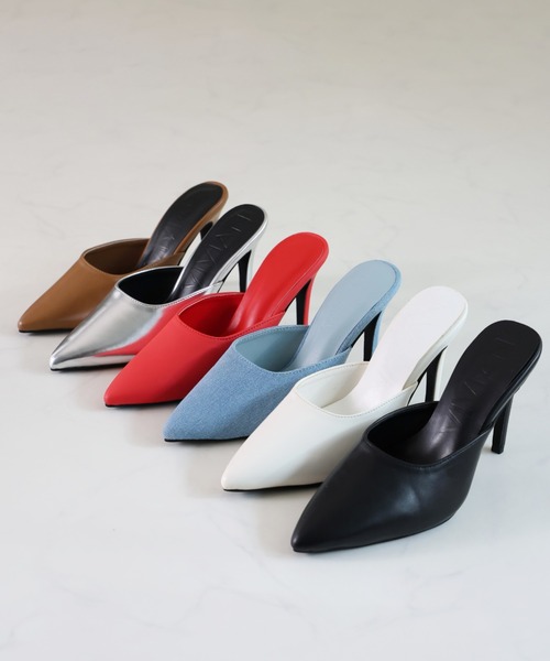 高級ライン コールハーン コレクション リボン パンプス デザイン ミュール 赤 Cole Haan - コールハーン 6 1/2 オープントゥ リボン レッド