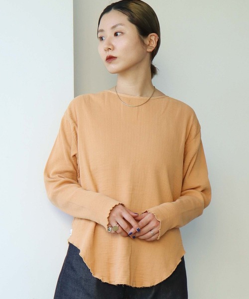 cardo fabrica（カルドファブリカ）の「◇オーガニックWガーゼ 2WAYプルオーバー（Tシャツ/カットソー・レディース・キナリ/ブラック/オレンジ・FREE）」の3枚目の写真