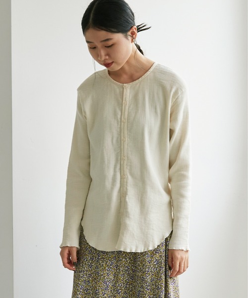 cardo fabrica（カルドファブリカ）の「◇オーガニックWガーゼ 2WAYプルオーバー（Tシャツ/カットソー・レディース・キナリ/ブラック/オレンジ・FREE）」の8枚目の写真