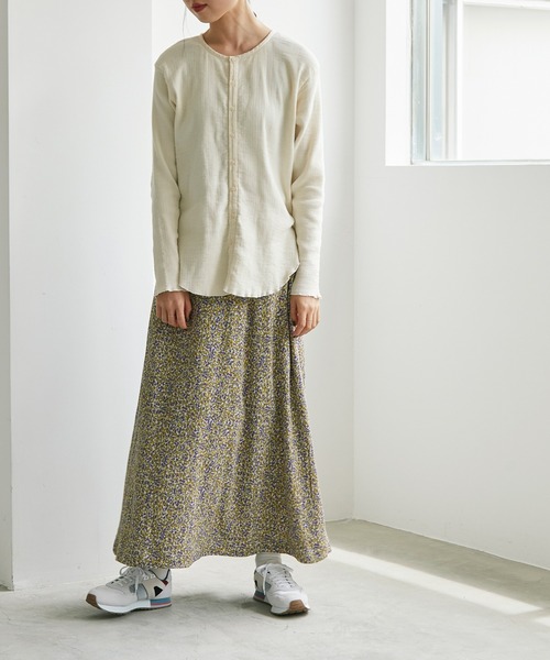 cardo fabrica（カルドファブリカ）の「◇オーガニックWガーゼ 2WAYプルオーバー（Tシャツ/カットソー・レディース・キナリ/ブラック/オレンジ・FREE）」の4枚目の写真