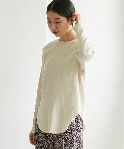 cardo fabrica（カルドファブリカ）の「◇オーガニックWガーゼ 2WAYプルオーバー（Tシャツ/カットソー・レディース・キナリ/ブラック/オレンジ・FREE）」の11枚目の写真