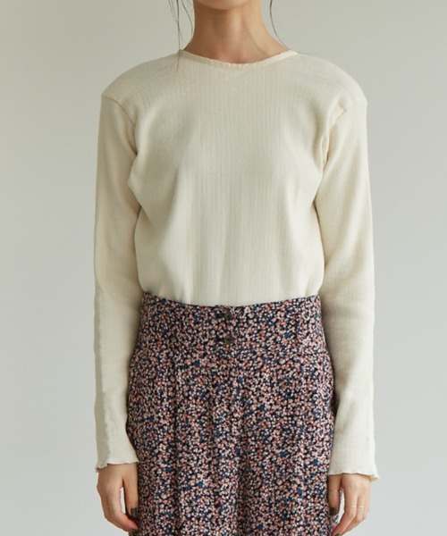 cardo fabrica（カルドファブリカ）の「◇オーガニックWガーゼ 2WAYプルオーバー（Tシャツ/カットソー・レディース・キナリ/ブラック/オレンジ・FREE）」の5枚目の写真