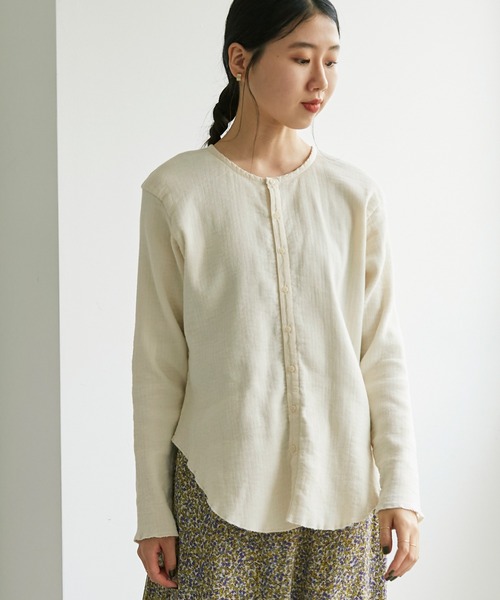 cardo fabrica（カルドファブリカ）の「◇オーガニックWガーゼ 2WAYプルオーバー（Tシャツ/カットソー・レディース・キナリ/ブラック/オレンジ・FREE）」の16枚目の写真