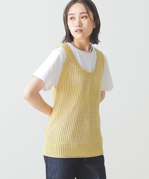 BEAMS LIGHTS(ビームスライツ)の「BEAMS LIGHTS / 5ゲージ メッシュ ノースリーブ ニット(タンクトップ・レディース・ブラウン/グリーン/イエロー系その他3・ONE SIZE)」の5枚目の写真