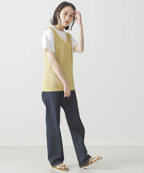 BEAMS LIGHTS(ビームスライツ)の「BEAMS LIGHTS / 5ゲージ メッシュ ノースリーブ ニット(タンクトップ・レディース・ブラウン/グリーン/イエロー系その他3・ONE SIZE)」の10枚目の写真