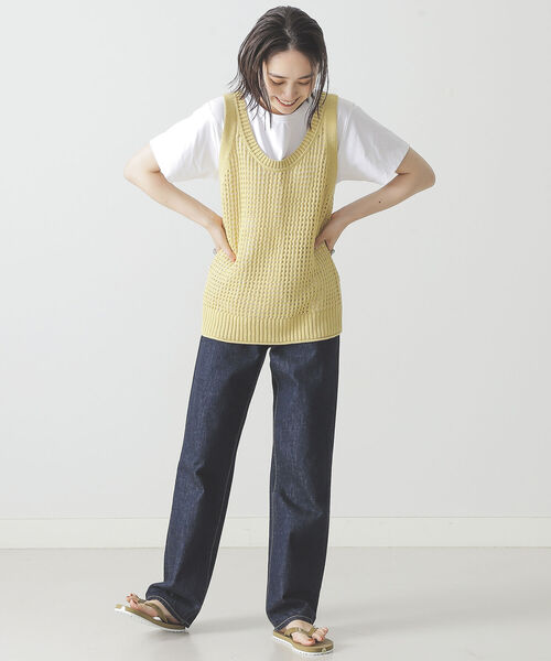 BEAMS LIGHTS(ビームスライツ)の「BEAMS LIGHTS / 5ゲージ メッシュ ノースリーブ ニット(タンクトップ・レディース・ブラウン/グリーン/イエロー系その他3・ONE SIZE)」の11枚目の写真