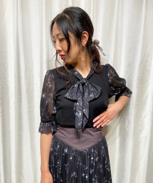 セール 花柄ボリュームリボン付きｂｌ シャツ ブラウス Axes Femme アクシーズファム のファッション通販 Zozotown