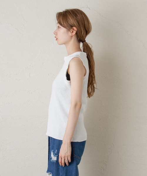 Kastane（カスタネ）の「サーマルカットオフタンク（タンクトップ・レディース・オリーブ/アイボリー/モカ・FREE）」の11枚目の写真