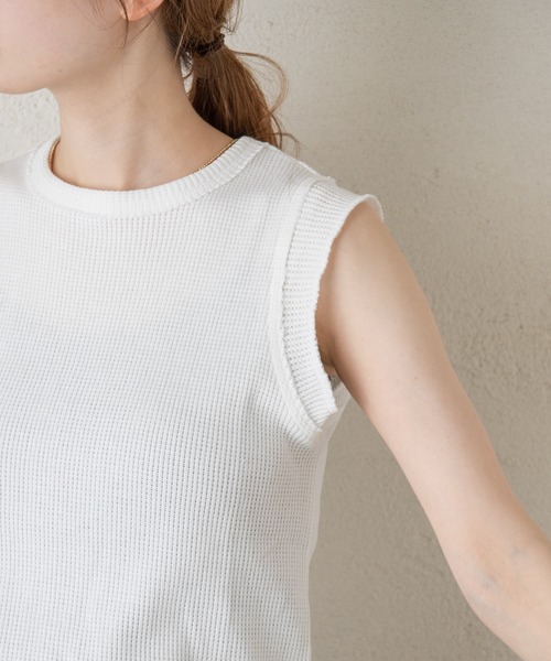 Kastane（カスタネ）の「サーマルカットオフタンク（タンクトップ・レディース・オリーブ/アイボリー/モカ・FREE）」の14枚目の写真
