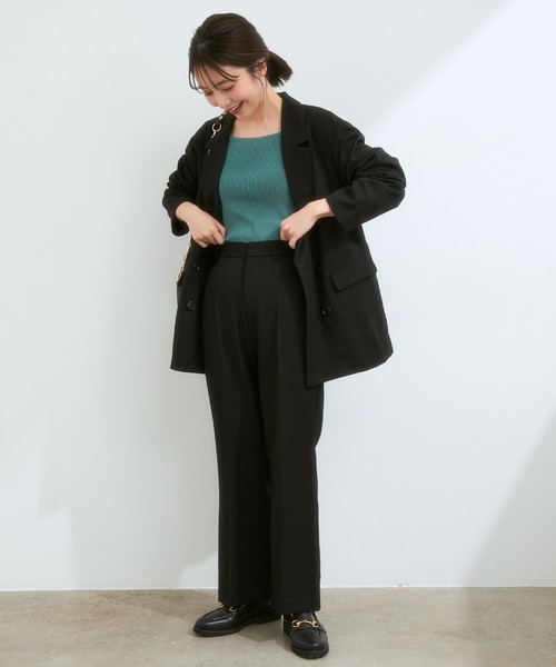 VIS(ビス)の「【セットアップ対応】リラックスした履き心地。美脚フレアパンツ(スラックス・レディース・レンガ/ブラック/ベージュ系その他2・S/M/SS)」の8枚目の写真