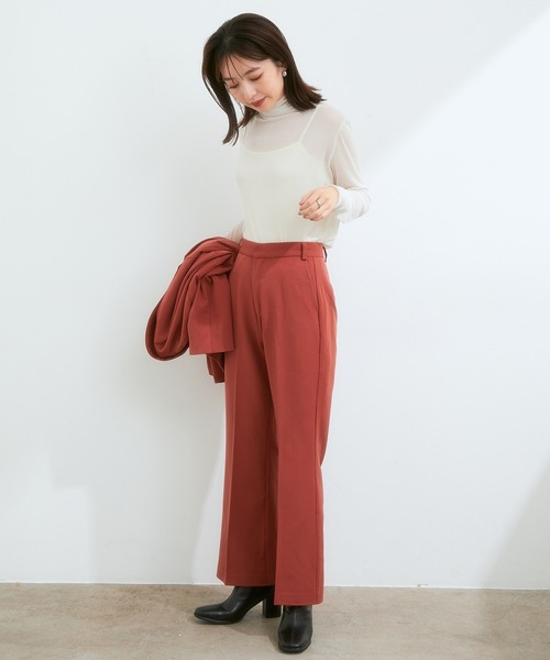 VIS(ビス)の「【セットアップ対応】リラックスした履き心地。美脚フレアパンツ(スラックス・レディース・レンガ/ブラック/ベージュ系その他2・S/M/SS)」の11枚目の写真