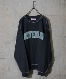 【a】TC裏毛 裏使いアウトステッチ ロゴプリント スウェット