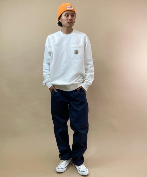Carhartt（カーハート）の「Carhartt WIP/カーハートダブリューアイピー ルーズシルエット　ポケットトレーナー I027681（スウェット・メンズ・ホワイト/ブラック/ブラウン・M/XL/L）」の8枚目の写真