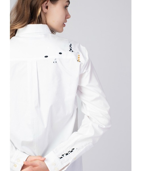Design Tshirts Store graniph（デザイン　ティーシャツ　ストア　グラニフ）の「チンアナゴ｜ポケット長袖シャツ（シャツ/ブラウス・メンズ・ホワイト・SMALL/LARGE/MEDIUM）」の3枚目の写真